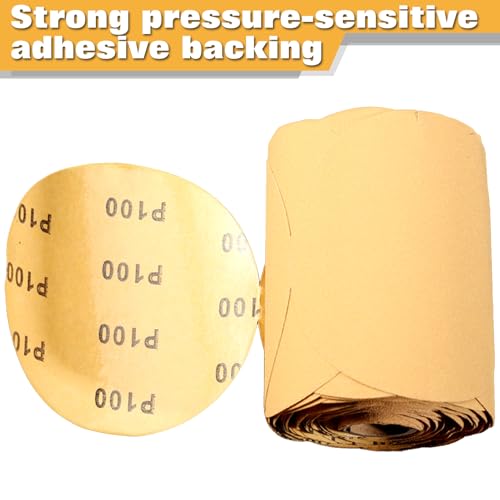 Image of SPEEDWOX 100 Pcs 100 Grit Sandpaper Roll 5 inch Round Sanding Discs Adhesive Back PSA Sticky Back No Hole Stick and Sand Sandpaper for Wood, Auto Body Repair, Marine, Paint, Metal and Plastics