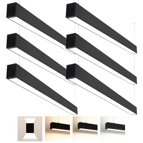 4FT Linkable LED Linear Light, 50/45/40/35/30W Adjustable, 3000K/4000K/5000K Selectable Linear Lighting Fixture, 0-10V Dimmable Architectural Hanging Office Shop Light for Gym Retails, ETL 6Pack 4FT Linkable LED Linear Light, 50/45/40/35/30W Adjustable, 3000K/4000K/5000K Selectable Linear Lighting Fixture, 0-10V Dimmable Architectural Hanging Office Shop Light for Gym Retails, ETL 6Pack