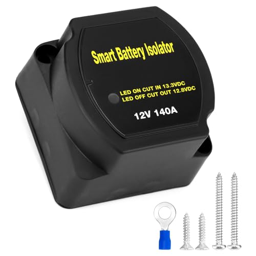 QWORK 12V 140A Spannungsgesteuertes Trennrelais Dualer Batterietrenner IP65 Wasserdicht für Auto Wohnmobile Boote