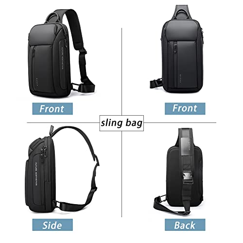 Uaskmeyt Sling Bag For Men Sling Backpack Crossbody Shoulder Bags Water Resistant Travel Daypack For Hiking Camping Outdoor Trip (Black2) #TOP3