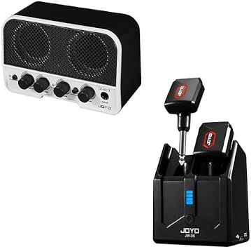 JOYO 5.8GHz Wireless Guitar System with Charging Box JW-06 and 5W Mini Guitar Amplifier JA-02 II