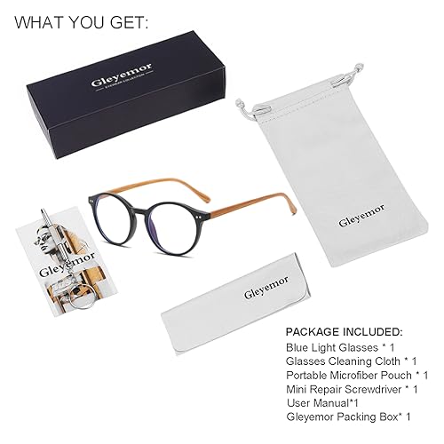Image of Gleyemor Blue Light Glasses for Men Women, Vintage Round Frame Eyeglasses