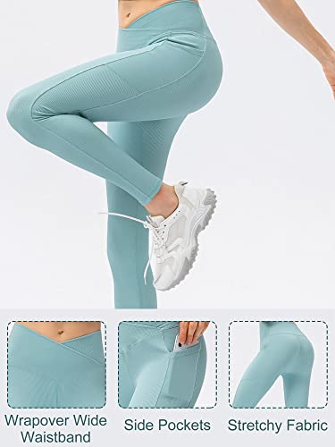 Leggings esportivas femininas para ioga com bolsos calças caneladas para treino de corrida academia