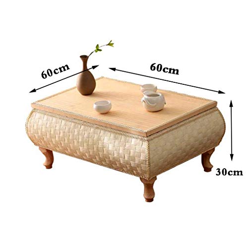 Table basse de sol japonaise compacte en rotin pour petits espaces - 7