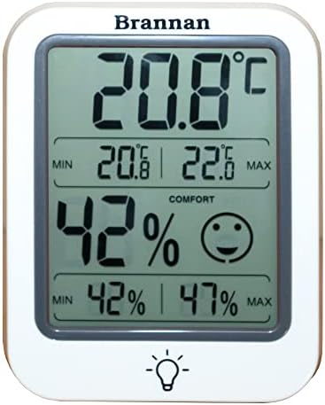 Digital Room Thermometer Indoor Humidity Meter Hygrometer Accurate Room Temperature Thermometer Max Min Recording Backlight LCD Display Monitor Home Office Nursery Greenhouse