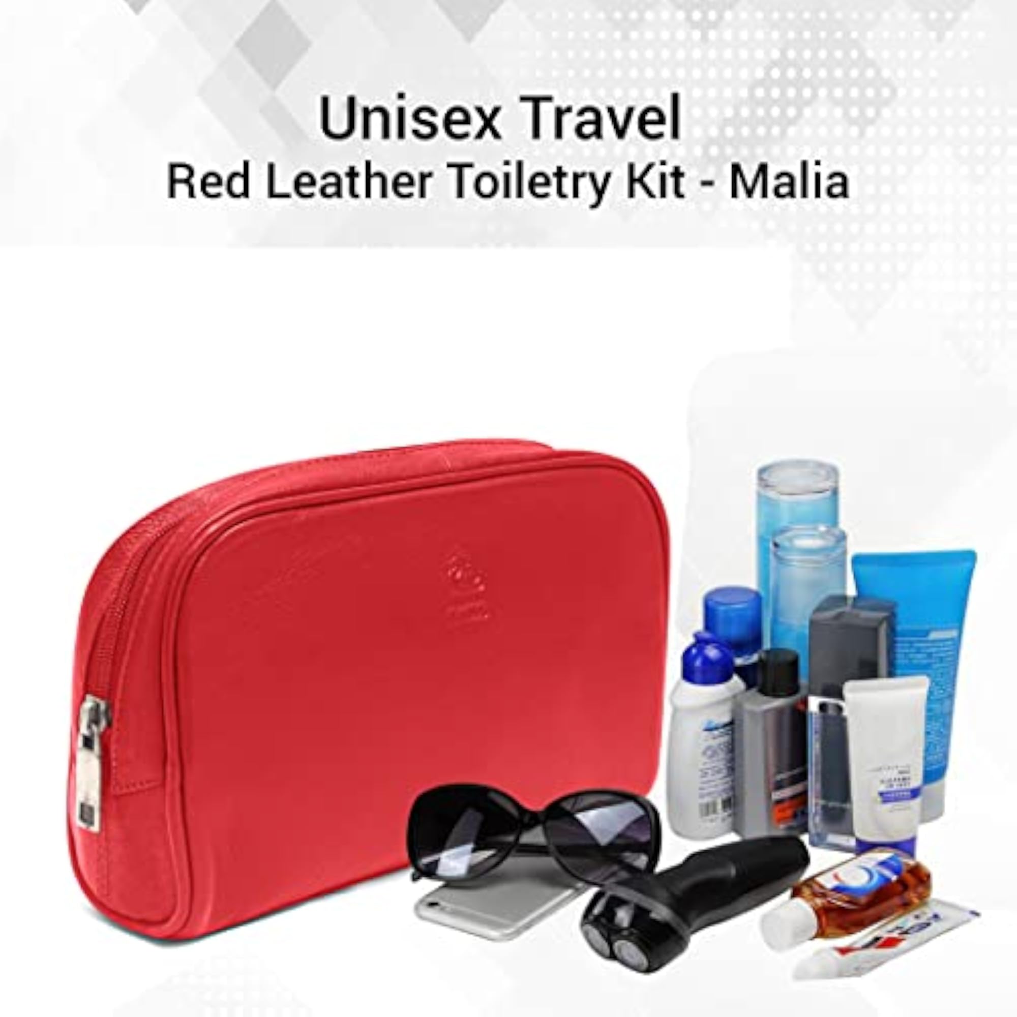Multipurpose Malia Portable Toiletry Kit, Genuine Leather Pouch