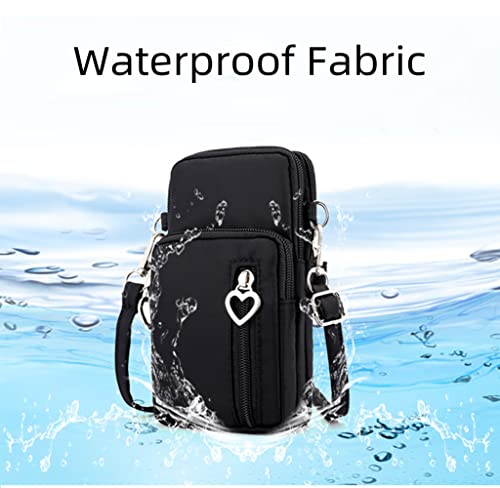 Jumisee 3-Layers Crossbody Bag Cellphone Pouch Armband Wallet Nylon Smartphone Purse (Black) #TOP1