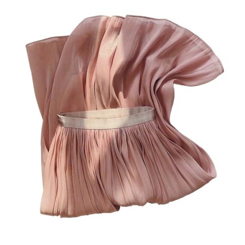 Chiffon Skirt Silky Temperament Half Skirt for Women Slim Fit and Slimming Mid Length A-line Hanging and Flowing Summer Organza for Chiffon(Skin Powder)