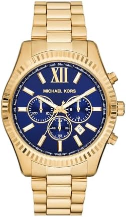 Michael Kors Lexington Watch for Men, 44mm Quartz Chronograph Movement with Stainless Steel Strap