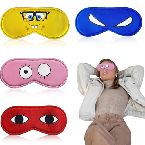 4 piezas de antifaces para dormir infantiles, 4 modelos de antifaces para dormir, divertidos y extravagantes antifaces, ¡aptos para niños y adultos!