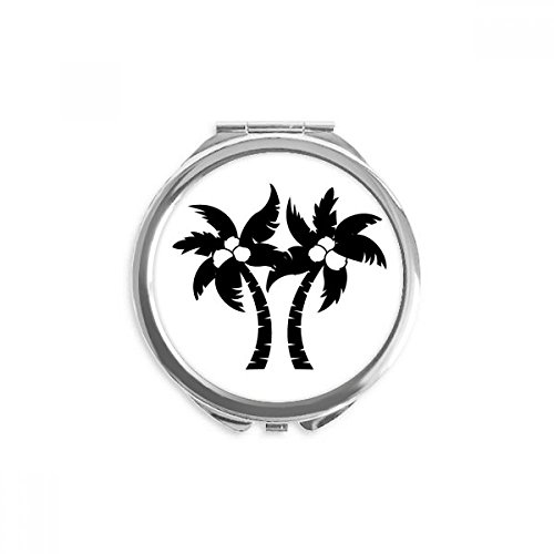Miroir rond de poche silhouette cocotier noir pour maquillage nomade