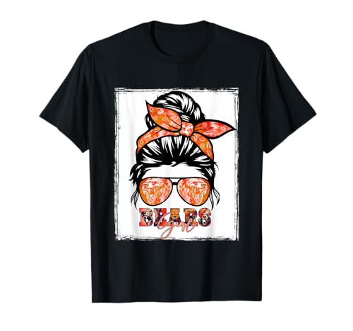 Retro Bears Girl Messy Bun Sports Team Matching Outfit T-Shirt