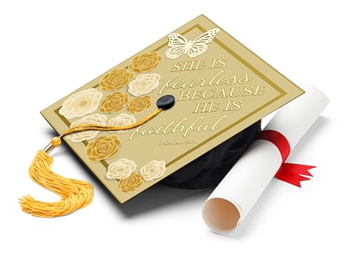 EarnedSwag She Is Fearless Because He Is Faithful Graduation Cap Topper