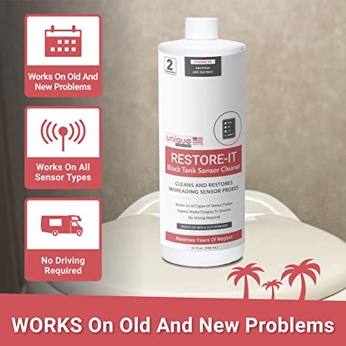 Unique Restore-It Rv Sensor Cleaner Liquid For Black Water Holding Tanks - Cleans And Restores Misreading Camper Black Tank Sensor Probes, Formerly Sensor Cleaner, Ca Compliant (32 Oz.) #TOP4