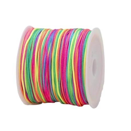 Nvzi Cordón de hilo de nailon, cordón de seda de cola de rata, cuerda de cuentas sedosa, pulseras trenzadas, collares colgantes, llaveros, fabricación de joyas, multicolor