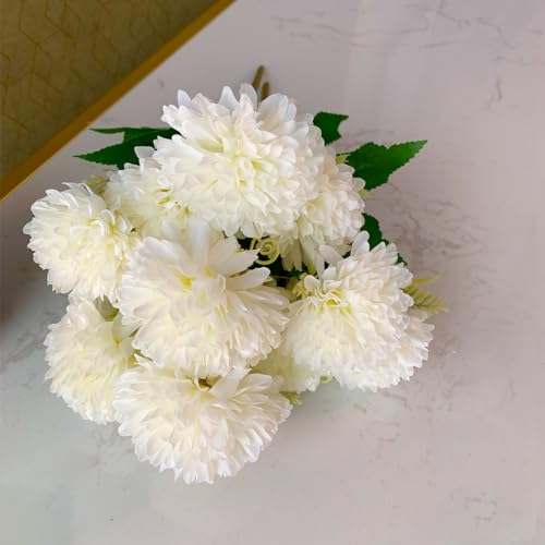 Image of Art Street Artificial Flower Bunch| Silk White Hydrangea Flower for Home| Bedroom, Living Room & Office Decoration |Christmas Day, New Year Set of 2 |11 Inch (Without Vase)