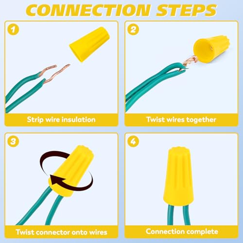 image for Crweety 120 Pcs Yellow Wire Connectors Nuts, 18-12 AWG Electrical Wire