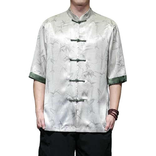 Chemise à manches courtes en soie glacée pour homme au style rétro chic d'été