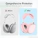 Writiany 4 in 1 Kit for Apple AirPods Max Headphones, Clear Soft TPU Ear Cups Cover and Silicone Ear Pad Case Cover/Headband Cover for AirPods Max, Accessories Silicone Case for AirPods Max (Pink)