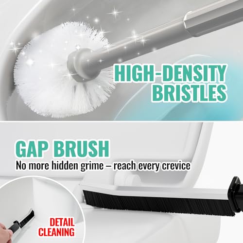 Image of 3 in 1 Toilet Brush and Plunger Set with Crevice Cleaning Brush, Toilet Plunger and Brush Set with Extra Long Handle, Plungers for Bathroom Accessories, Toilet Plunger with Holder, Dark Grey