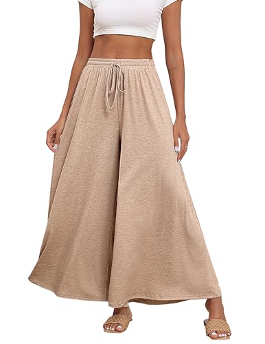 Women's Wide Leg Lounge Pants Loose High Waisted Flowy Palazzo Pants Comfy Pj Bottoms Summer Casual Beach Trousers