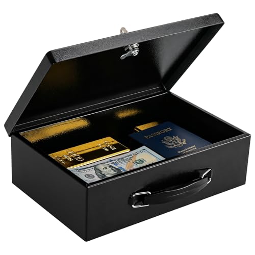 KYODOLED Fireproof Document Box with Key Lock, Small Lock Boxes for Personal Items, Fire and Water...
