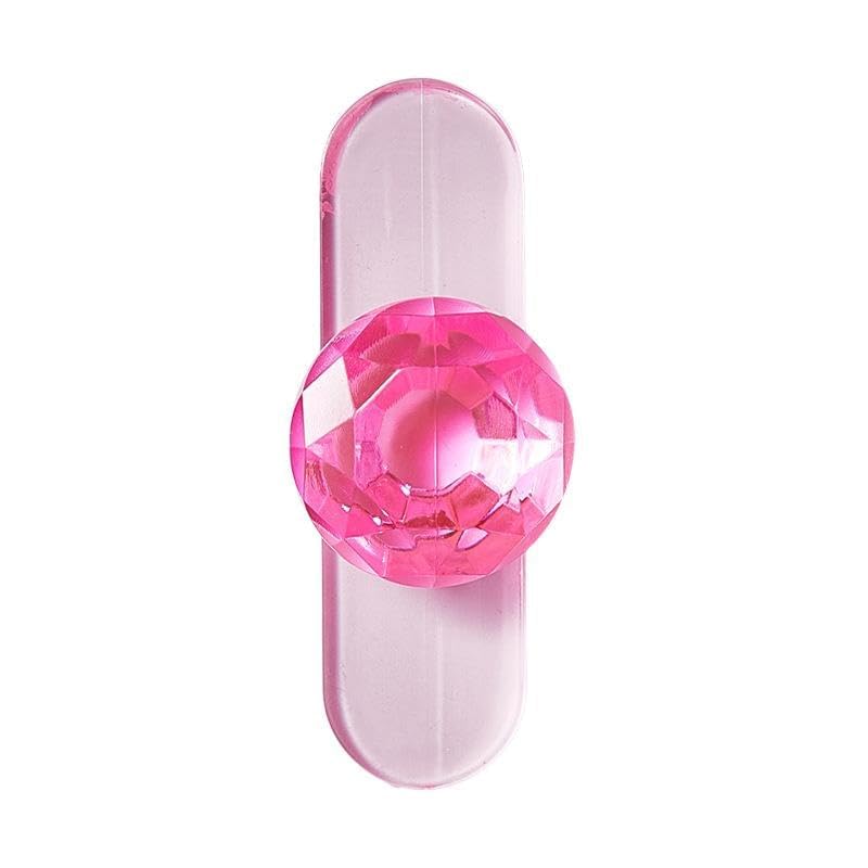 ZIVIK Cabinet Drawer Pull Knobs - Self Adhesive Clear Acrylic Crystal Shaped Pulls Handles Knobs for Wardrobe (Rectangle Pack of 6, Pink)