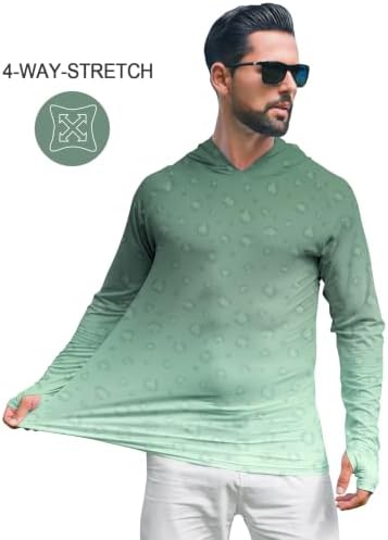 iCKER Mens UPF50+ Long Sleeve Shirts Hoodie-S080-Green Spots-Medium — view 4