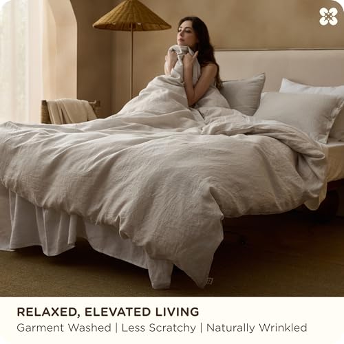Image of Bedsure PureWoven European Flax Linen Duvet Cover Set, Queen, Linen