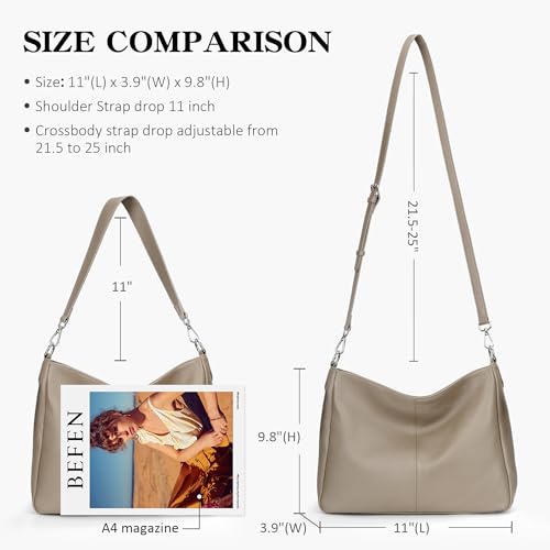 Image of befen Soft Genuine Leather Hobo Bags Purse for Women Crossbody Shoulder Bag