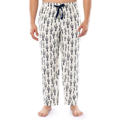 Wrangler Men's Printed Jersey Knit Pajama Sleep Pants, Ecru/Cactus