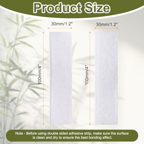 Image of HARFINGTON 36set Hook and Loop Strips with Adhesive 1.2 inchx4 inch Double Sided Hook and Loop Tape Nylon Self Sticky Fastener for Home Office Car, White