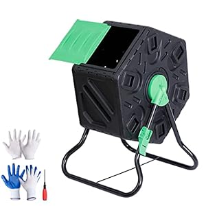 Outdoor Composting Bin, 18.5 Gallon Single Chamber Small Tumbling Composter,Steel Frame Heavy Duty Barrel for Kitchen Garden Yard