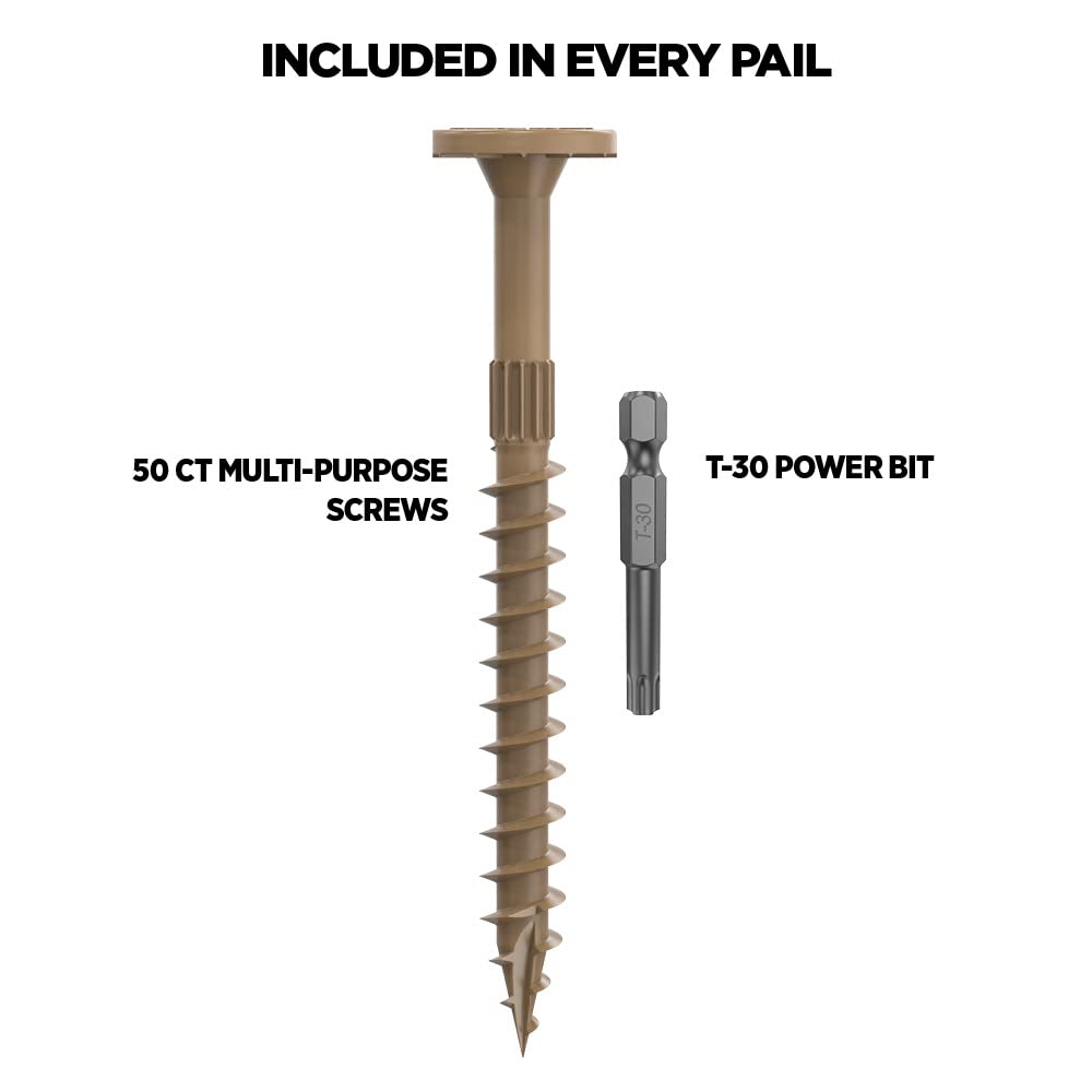 1/4" Multi-Purpose Flat Head Structural Screw - 3" x 1/4" - 50 ct (CAMO 360174)