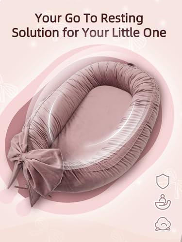Image of EAQ Baby Lounger, Infant Lounger for Newborn,Portable Baby Nest Cover Breathable & Soft, Newborn Essentials