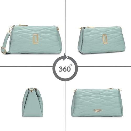 Image of Lavie Luxe Women's Lucie Quilted 3-Compartment Medium Crossbody Sling Bag | Ladies Purse Handbag | Gift for Women