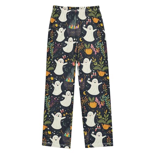 Boys' Pants Halloween Ghosts Colorful Leave Long Bottoms Jogger Pants Elastic Waist Trousers with Pockets S-XL