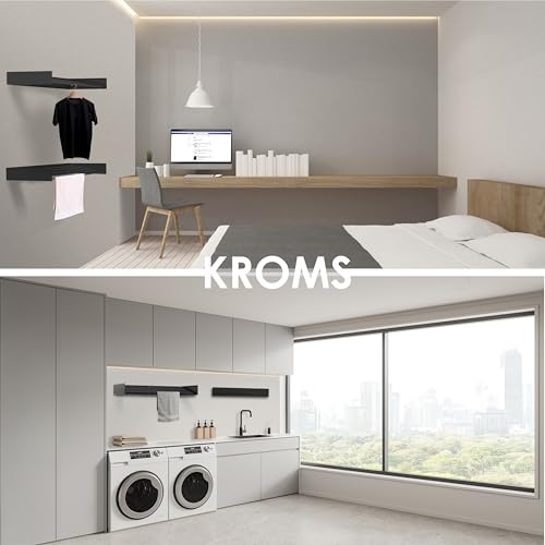 KROMS Wäscheständer Ausziehbar XXL Full Color Schwarz 120cm – 8,4m Trockenlänge - Wäschetrockner Wand - Wäscheständer Wand