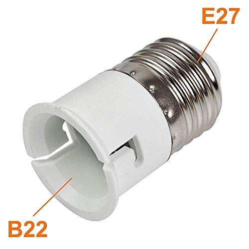Ivaan - E27 To B22 Screw Base Socket Ceramic Lamp Holder Light Bulb Adapter (White, Pack of 2)