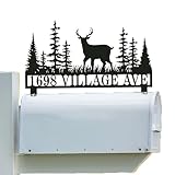 Personalized Deer Metal Mailbox Address Sign,Custom Mailbox Topper Address Plaque, Mailbox Topper House Number Sign,External mailbox decoration （Do not include mailboxes）