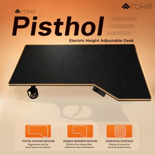 Image of Artidesk Pisthol Electric Height Adjustable Standing Desk L-Shaped Sit Stand Office Gaming Table for Home 140x85cm | USB-C | LED Display | 3 Memory Presets | Timer | Anti-Collision | 80kg Capacity