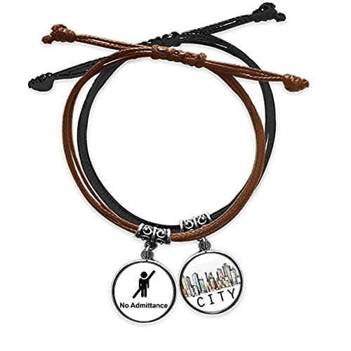 Bracelet corde et cuir noir Sidi avec symbole chic pour homme et femme