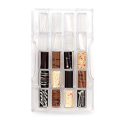 Decora 0050141 Stampo Professionale Cioccolatino Cilindri Fantasia 20 Cavità, 33 X 16 X 8 h 20 mm, In Policarbonato, Ideale per Realizzare Cioccolatini Lucidi, Design Professionale, Made in Italy