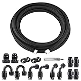 EVIL ENERGY 6AN PTFE Fuel Line Kit 20FT, AN6 E85 Braided PTFE Fuel Hose Kit Automotive Black Nylon Line Hose