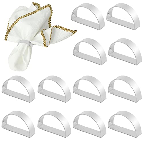 Napkin Rings Set Of 12, Stainless Steel Napkin Ring Holders Modernist Metal Napkin Ring Holder Semicircle Napkin Buckles Serviette Rings For Wedding Birthday Parties Dinner Banquet Table (Silver) #TOP1