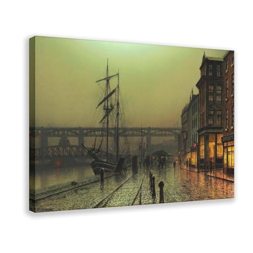 Newcastle at Night Toile Grimshaw Idée Cadeau Décoration Murale Originale avec Cadre