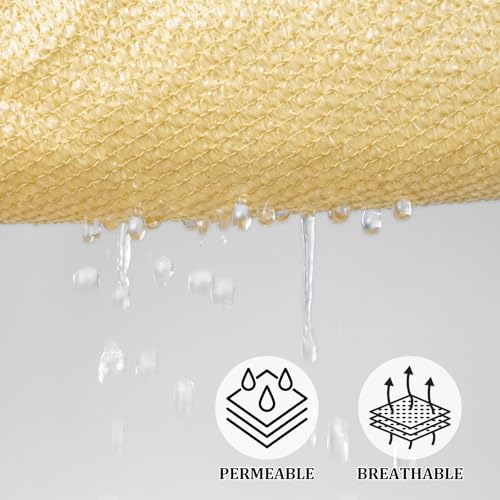 Shade&Beyond Rectangle Sun Shade Sail 12'X16' Permeable Canopy Sand for Patio Garden Yard Deck Pergola (We Make Custom Size)