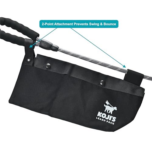 Image of Used Poop Bag Holder for Leash | Patented Poop Bag Pouch with Phone Pocket, Separate Clean & Dirty Compartments | Button Closure | Bag Attachment Fits Any Dog Leash, Hammock Style | Made in USA