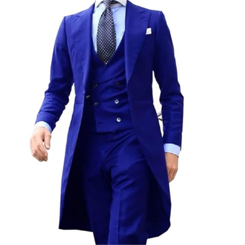 Long Tail Blazer 3 Pieces Male Suit Men's Groom Tuxedo Prom Jacket Vest with Pants2