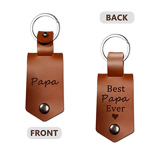 Greatingreat Leather Keychain-Dad Gifts-Best Papa Ever-Daddy Gifts From Daughter Son-Personalized Present For Papa Christmas Father'S Day Birthday thumb #1